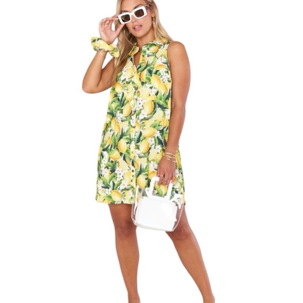 Show Me Your Mumu x Heather McMahan Basic Button Up Dress in Citrus Stretch